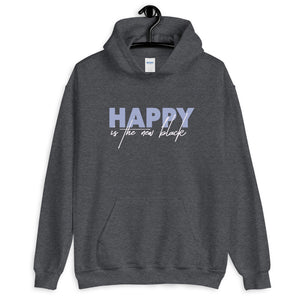 Happy is New Black Pullover Hooded Sweatshirt for Women