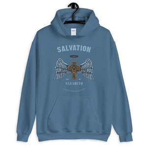 Salvation Hoodie | Navy Gold & Jewel Encrusted Cross Hoodie for Women