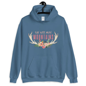 One Piece She Will Move Mountains Pullover Hoodie in Maroon