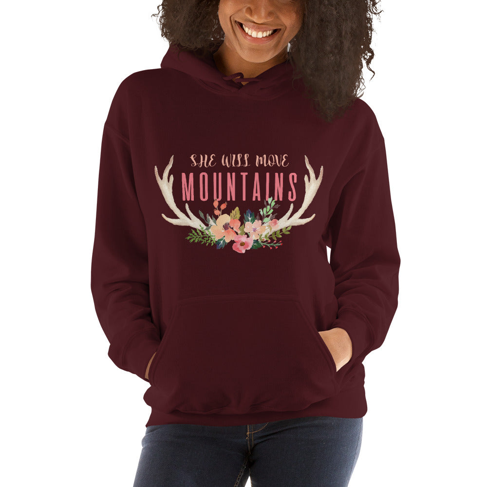 One Piece She Will Move Mountains Pullover Hoodie in Maroon